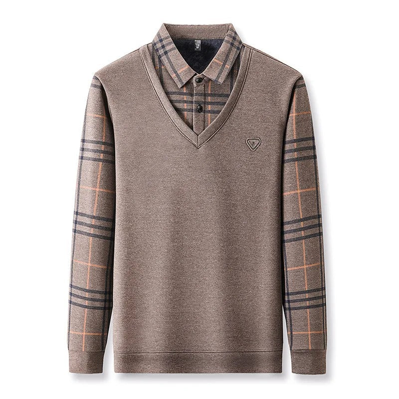 Men’s Long Sleeve Winter Wool Shirt with Lapel