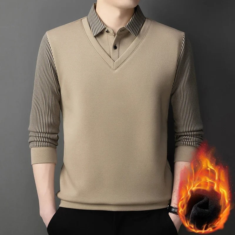 Men’s Long Sleeve Winter Wool Shirt with Lapel