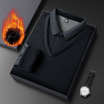 Men’s Long Sleeve Winter Wool Shirt with Lapel