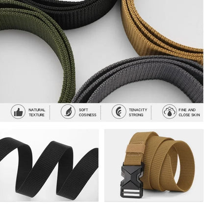 The New Men's 125cm Buckle Belt Nylon Braided Lightweight Breathable Daily Commuter Men's Belt
