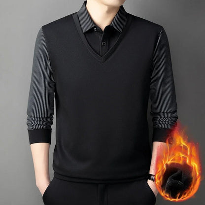 Men’s Long Sleeve Winter Wool Shirt with Lapel